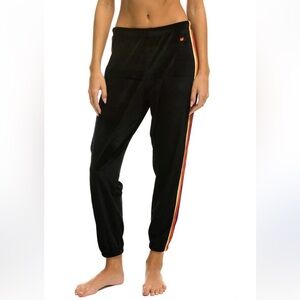 Aviator Nation Classic Velvet Sweatpants Joggers in Black XS